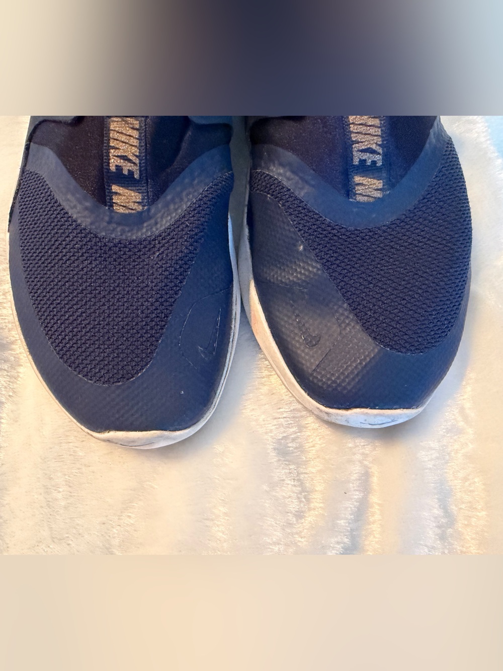 Nike Slip-On Sneakers in Navy with Rose Gold Swoosh - Picture 7 of 11